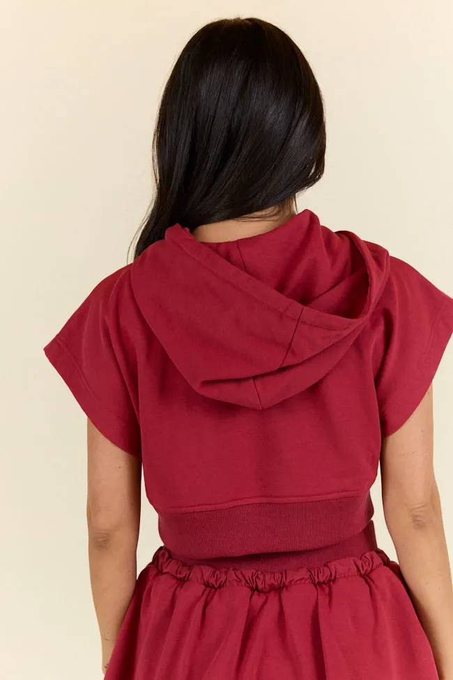 Get Up And Go Red Fleece Short Sleeve Hoodie FINAL SALE sold by Pink Lily product image thumbnail 5