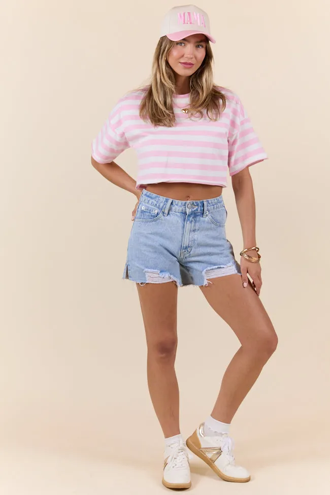 Perfect Idea Cropped Pink Striped Tee SALE sold by Pink Lily product image thumbnail 2