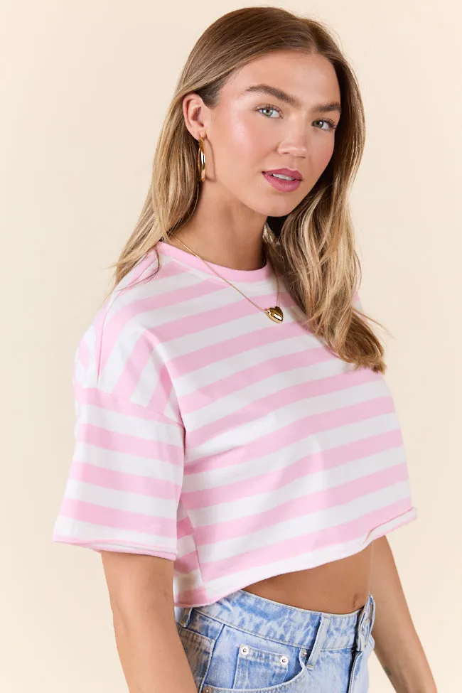 Perfect Idea Cropped Pink Striped Tee SALE sold by Pink Lily product image thumbnail 3