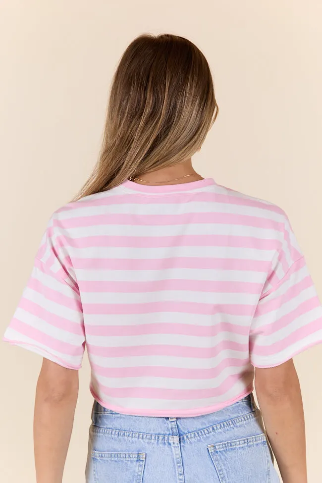 Perfect Idea Cropped Pink Striped Tee SALE sold by Pink Lily product image thumbnail 4