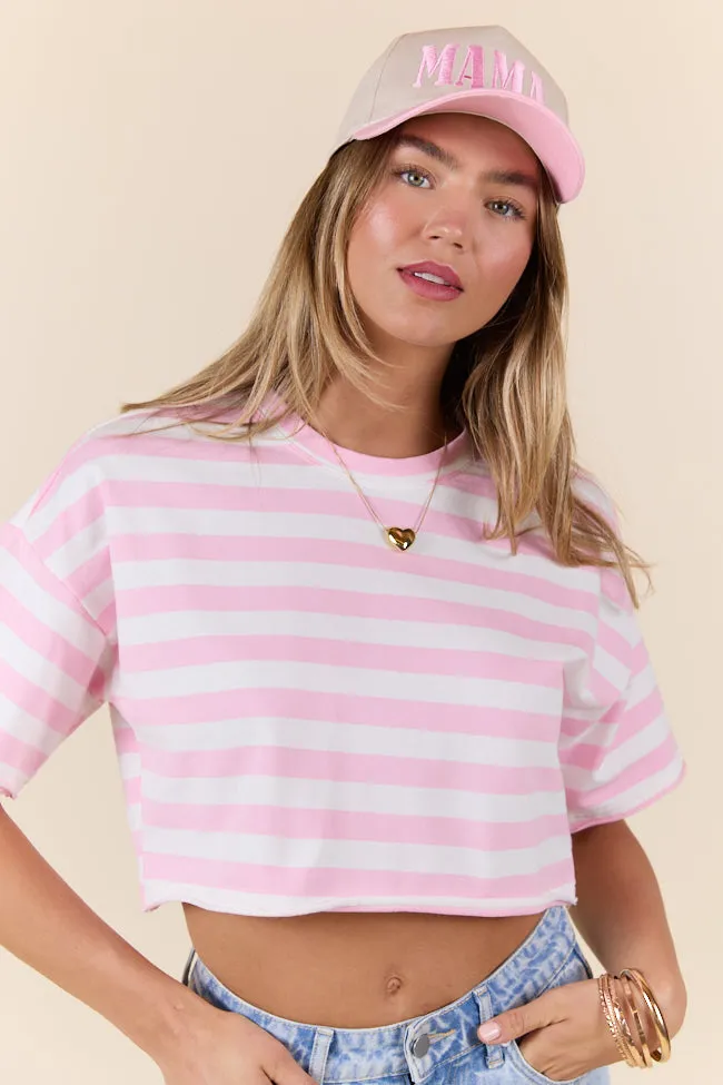 Perfect Idea Cropped Pink Striped Tee SALE sold by Pink Lily