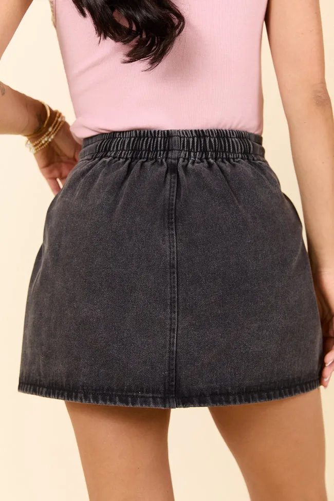 Little By Little Black Drawstring Denim Skirt FINAL SALE sold by Pink Lily product image thumbnail 4