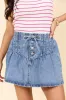 Little By Little Medium Wash Drawstring Denim Skirt sold by Pink Lily