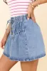 Little By Little Medium Wash Drawstring Denim Skirt sold by Pink Lily
