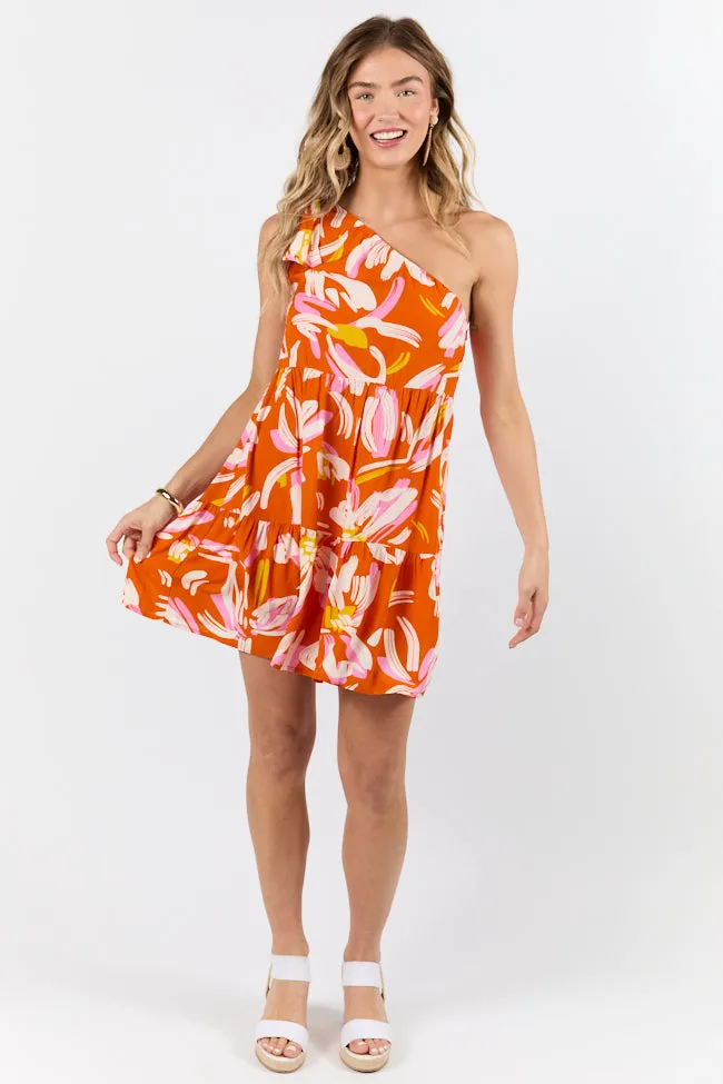 Walking On Sunshine Floral Printed One Shoulder Dress FINAL SALE sold by Pink Lily product image thumbnail 2