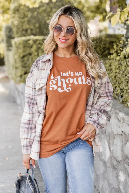 Let's Go Ghouls Burnt Orange Graphic Tee DOORBUSTER sold by Pink Lily