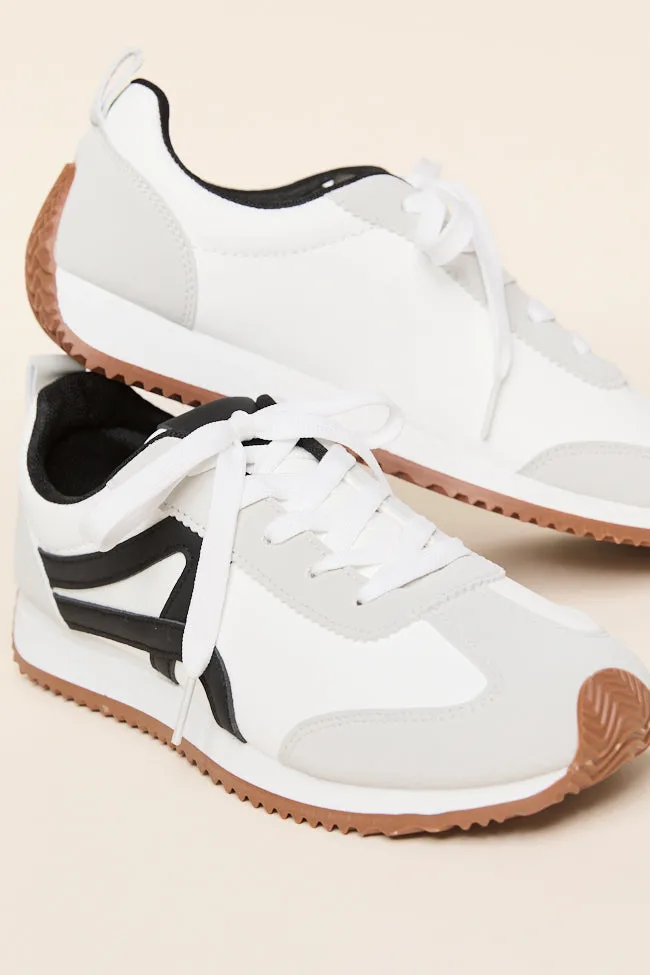 Madeline White Stripe Sneakers sold by Pink Lily