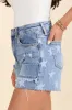 Simple Wishes Star Printed Denim Shorts sold by Pink Lily