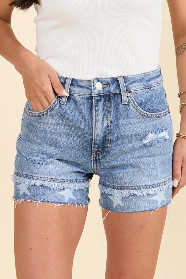 Simple Wishes Star Printed Denim Shorts FINAL SALE sold by Pink Lily product image thumbnail 2