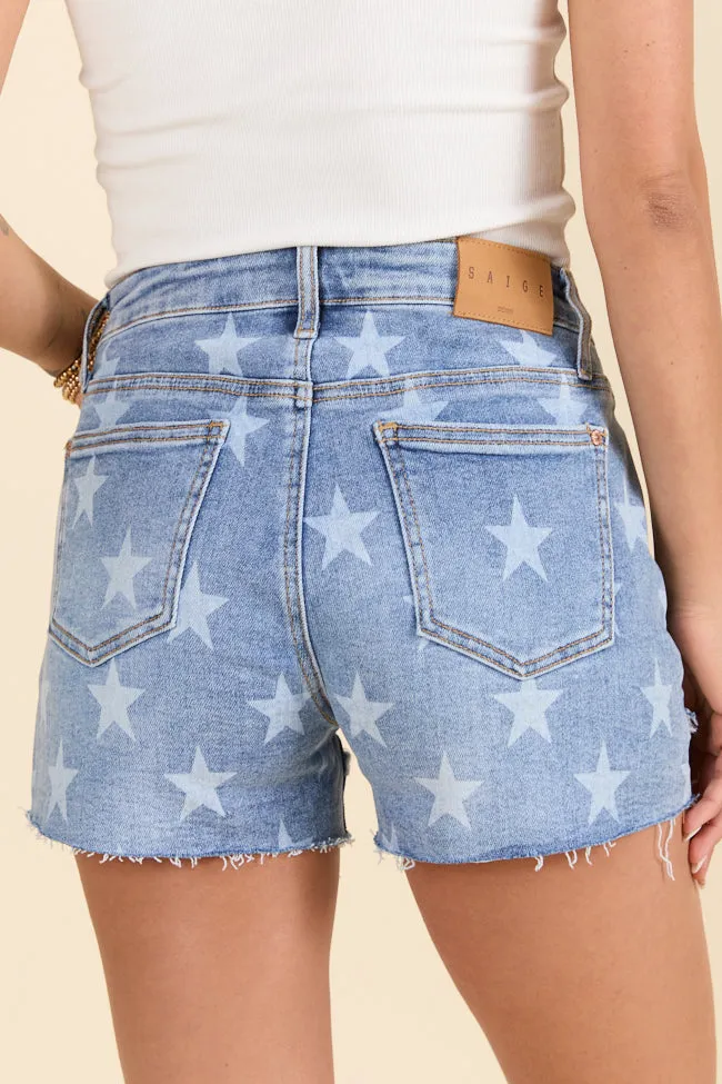 Simple Wishes Star Printed Denim Shorts FINAL SALE sold by Pink Lily product image thumbnail 5
