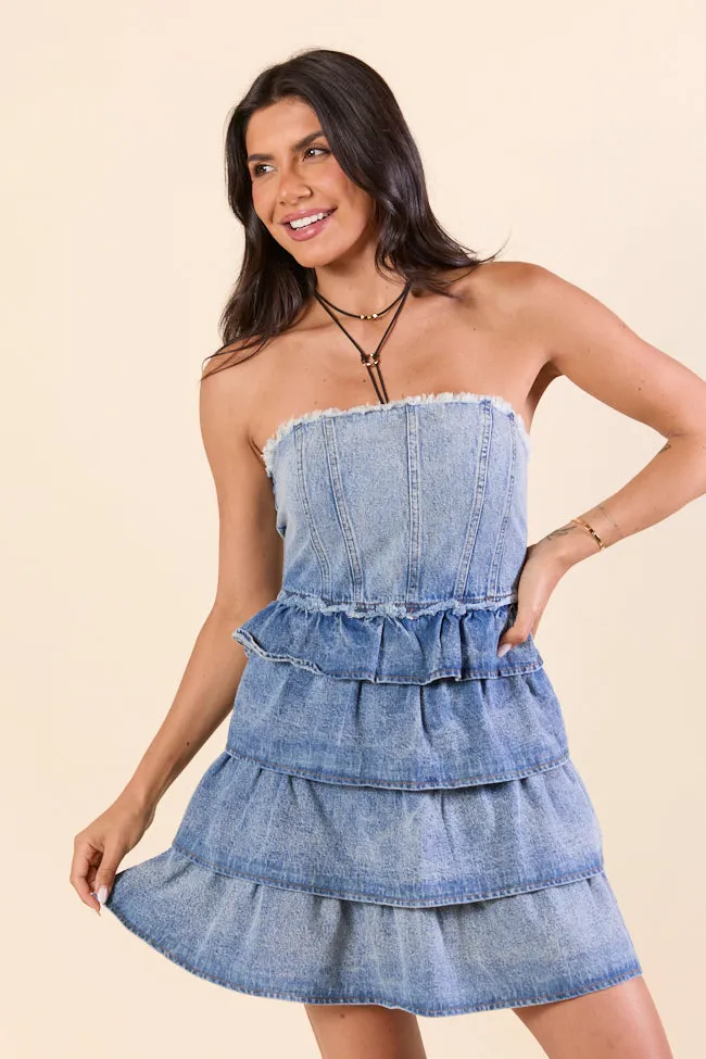 All For You Denim Ruffle Mini Dress SALE sold by Pink Lily product image thumbnail 4