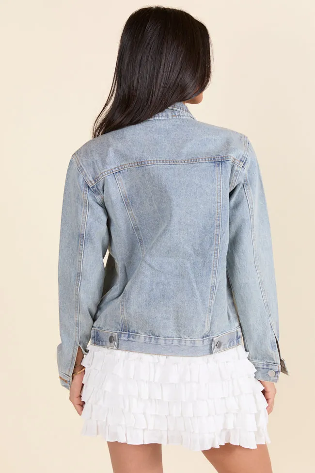 Brightest Night Light Wash Embellished Star Denim Jacket FINAL SALE sold by Pink Lily product image thumbnail 5