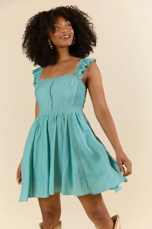 In This Groove Dusty Teal Mini Dress FINAL SALE sold by Pink Lily