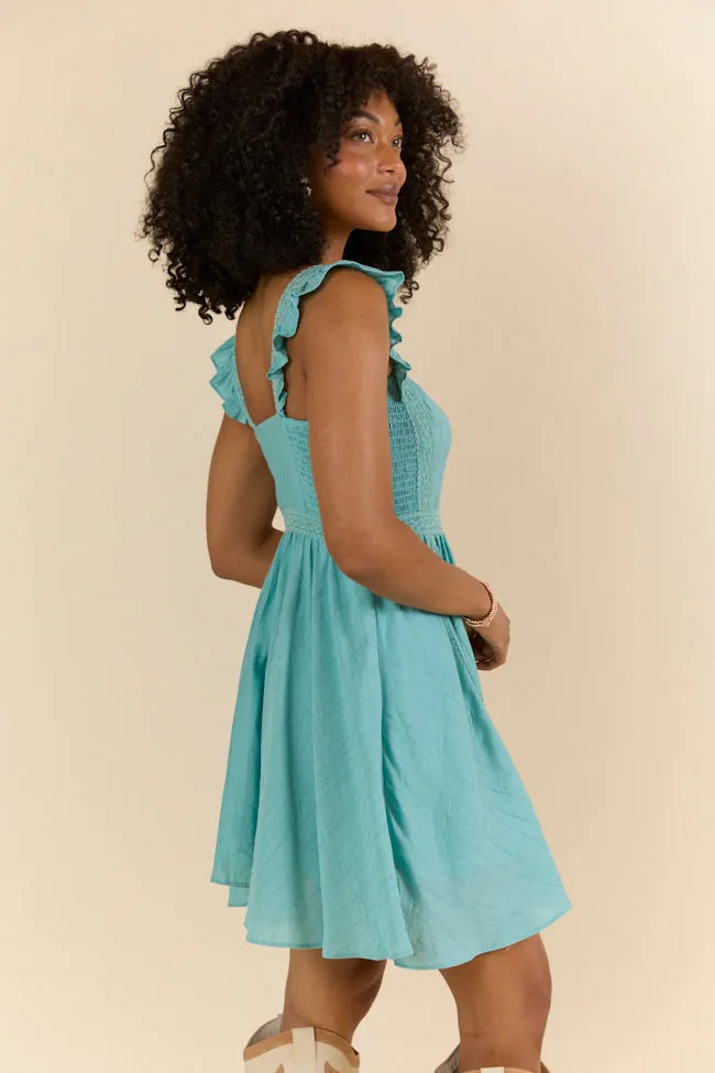 In This Groove Dusty Teal Mini Dress FINAL SALE sold by Pink Lily product image thumbnail 4