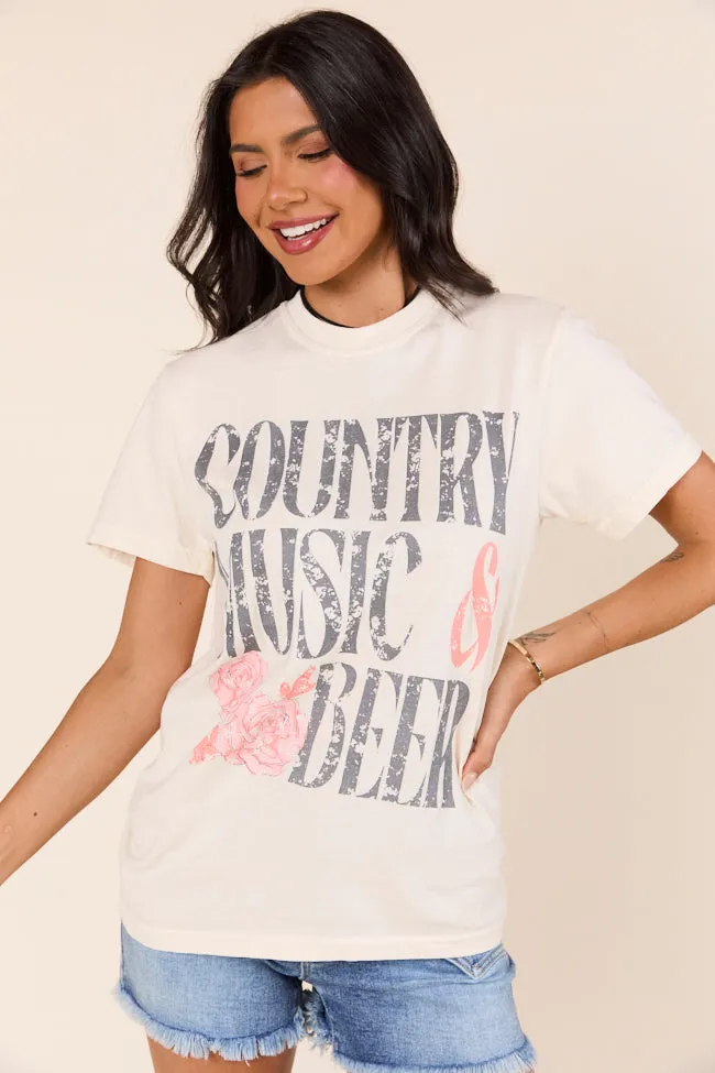 Country Music & Beer Ivory Graphic Tee sold by Pink Lily product image thumbnail 4