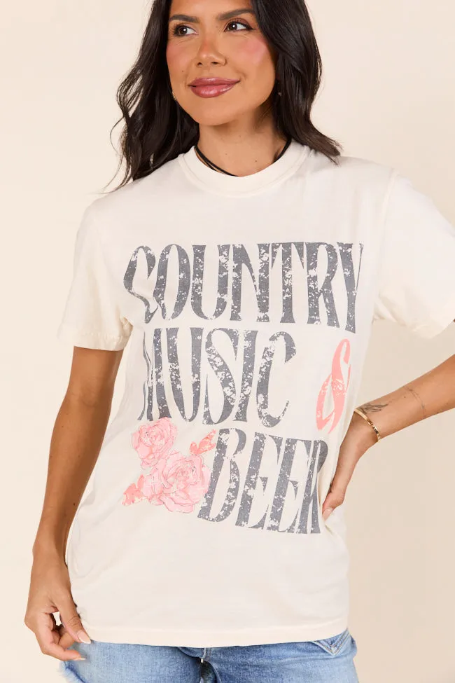 Country Music & Beer Ivory Graphic Tee sold by Pink Lily product image thumbnail 3