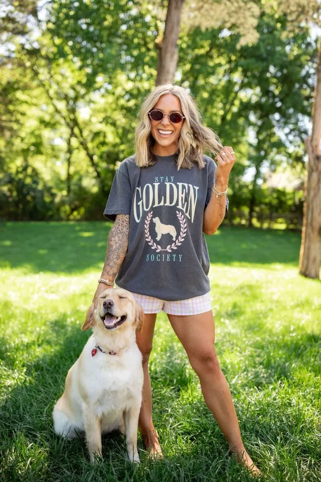 The Kaiser Stay Golden Society Dark Grey Graphic Tee Holley Rojek X Pink Lily sold by Pink Lily