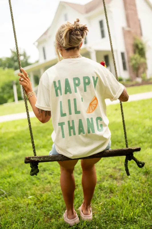 The Kollyns Happy Lil' Thang Ivory Graphic Tee Holley Rojek X Pink Lily sold by Pink Lily
