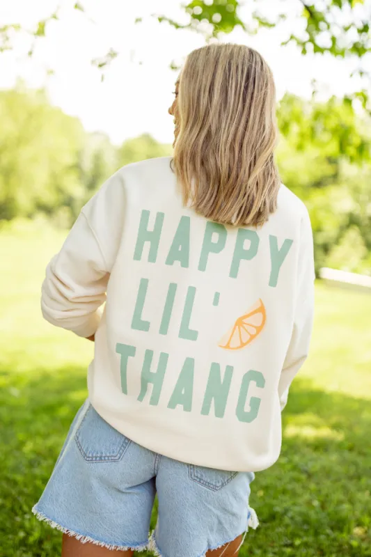 The Kollyns Happy Lil' Thang Cream Graphic Sweatshirt Holley Rojek X Pink Lily sold by Pink Lily