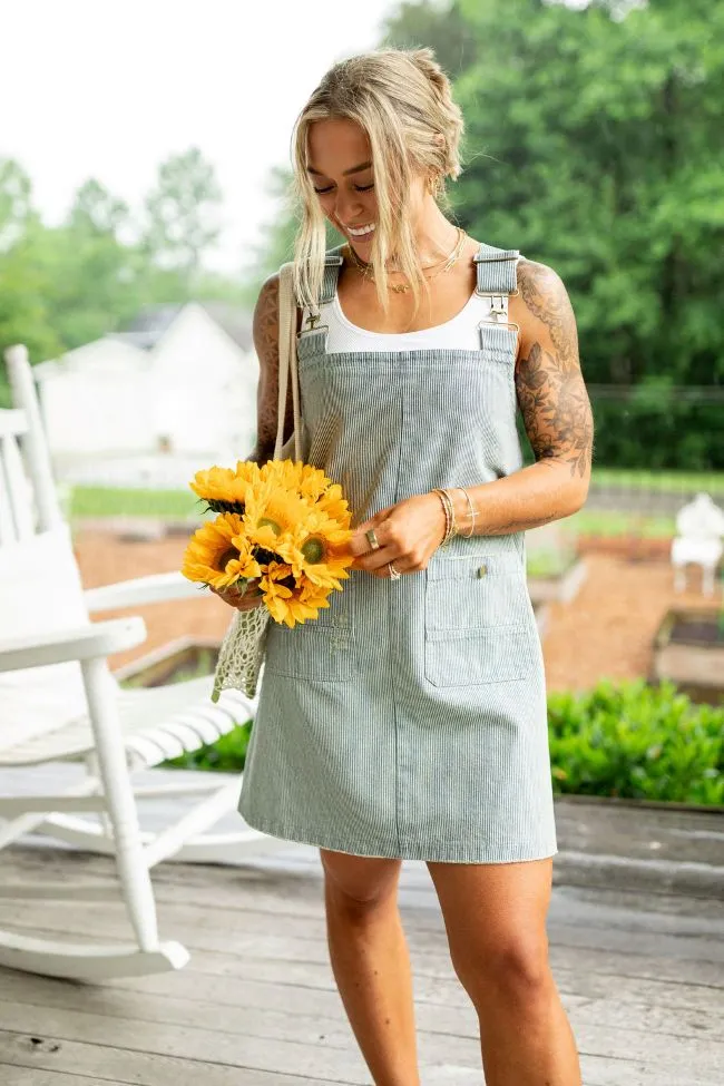 The Shelley Striped Overall Dress Holley Rojek X Pink Lily sold by Pink Lily