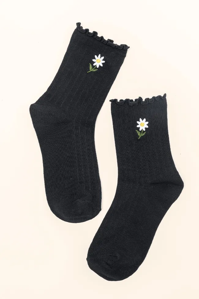 Black Daisy Crew Socks FINAL SALE sold by Pink Lily product image thumbnail 2