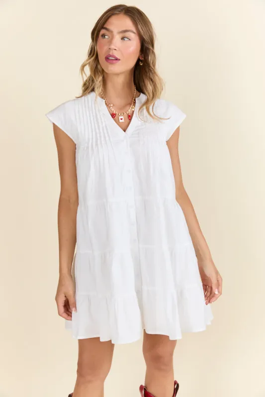 Just A Little White Button Up Mini Dress FINAL SALE sold by Pink Lily