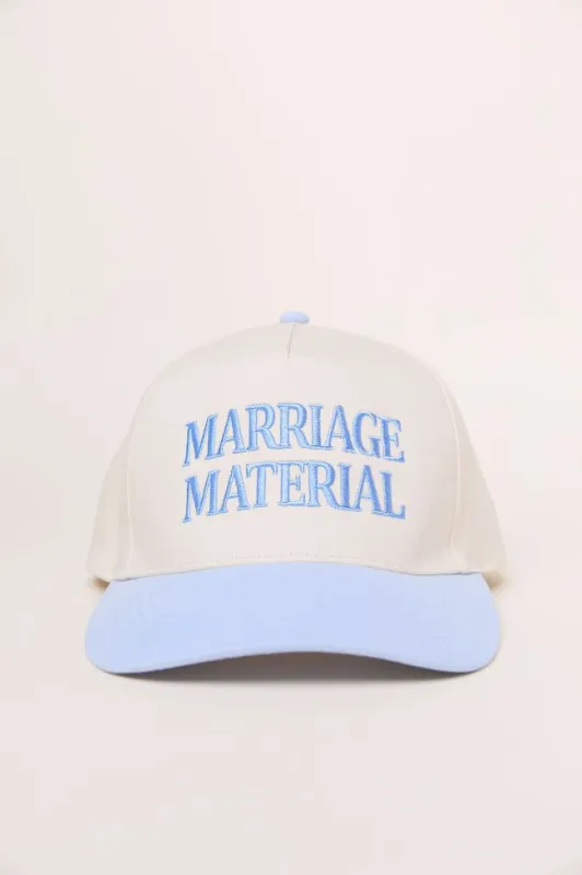 Marriage Material Blue Trucker Hat FINAL SALE sold by Pink Lily