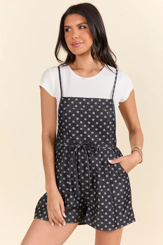 Better Perspective Black Floral Denim Romper sold by Pink Lily product image thumbnail 3