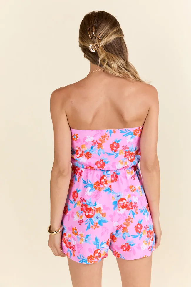 Waiting For Fun Strapless Pink Floral Romper FINAL SALE sold by Pink Lily product image thumbnail 4