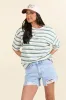 The Mackenzie Olive Oversized Striped Tee Holley Gabrielle X Pink Lily sold by Pink Lily