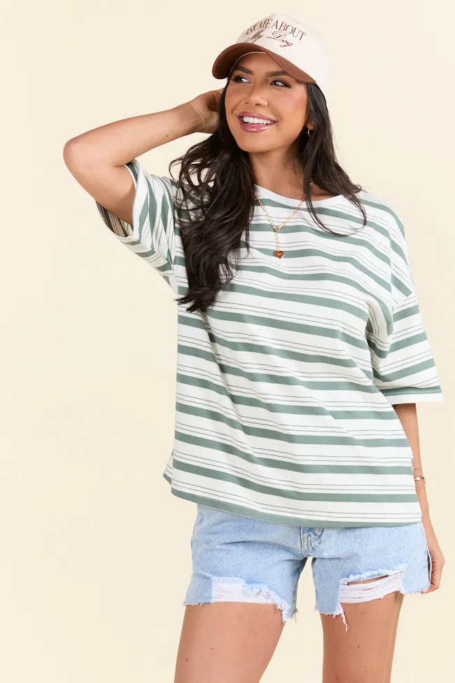 The Mackenzie Olive Oversized Striped Tee Holley Gabrielle X Pink Lily sold by Pink Lily product image thumbnail 5