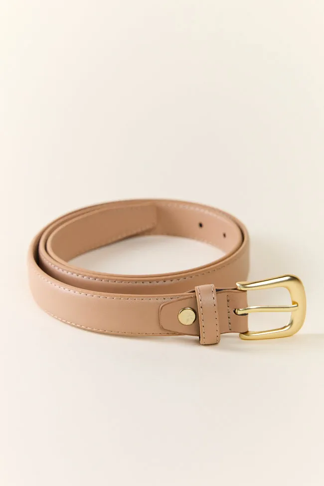 Basic Gold Buckle Tan Belt SALE sold by Pink Lily