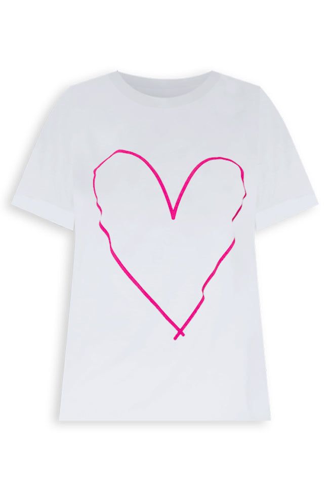 Heart Outline Pink White Bella Canvas Graphic Tee sold by Pink Lily product image thumbnail 5