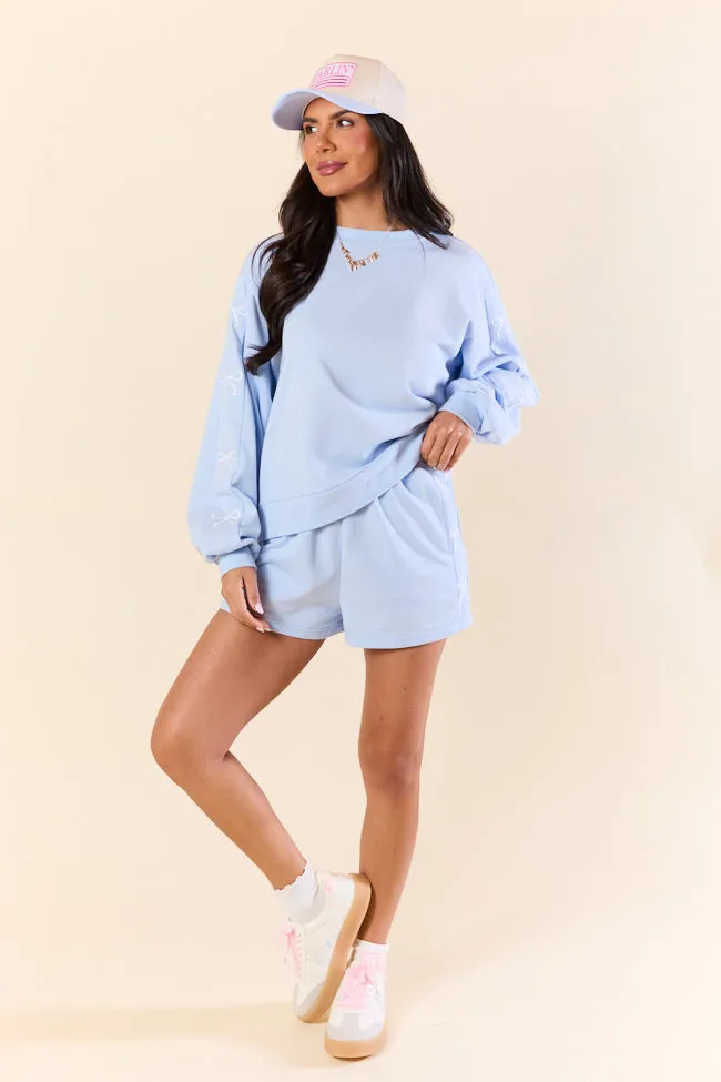 Just Imagine It Light Blue Bow Knit Shorts SALE sold by Pink Lily product image thumbnail 4