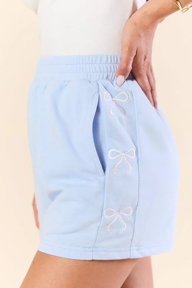 Just Imagine It Light Blue Bow Knit Shorts SALE sold by Pink Lily product image thumbnail 5