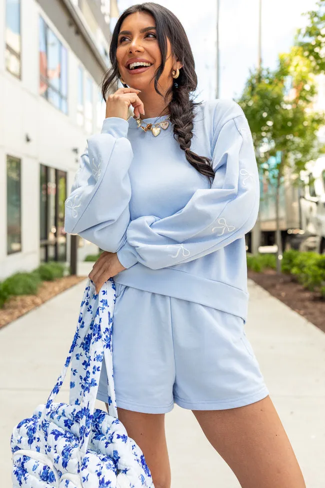 Just Imagine It Light Blue Bow Knit Shorts SALE sold by Pink Lily product image thumbnail 2