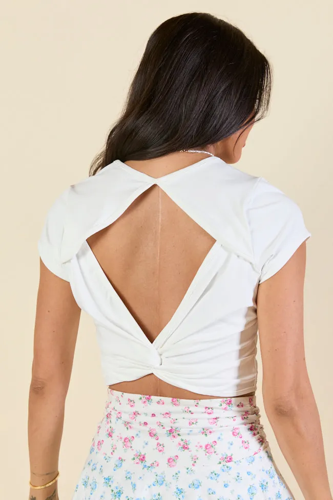 Stay Ready White Short Sleeve Open Back Knit Top FINAL SALE sold by Pink Lily product image thumbnail 2