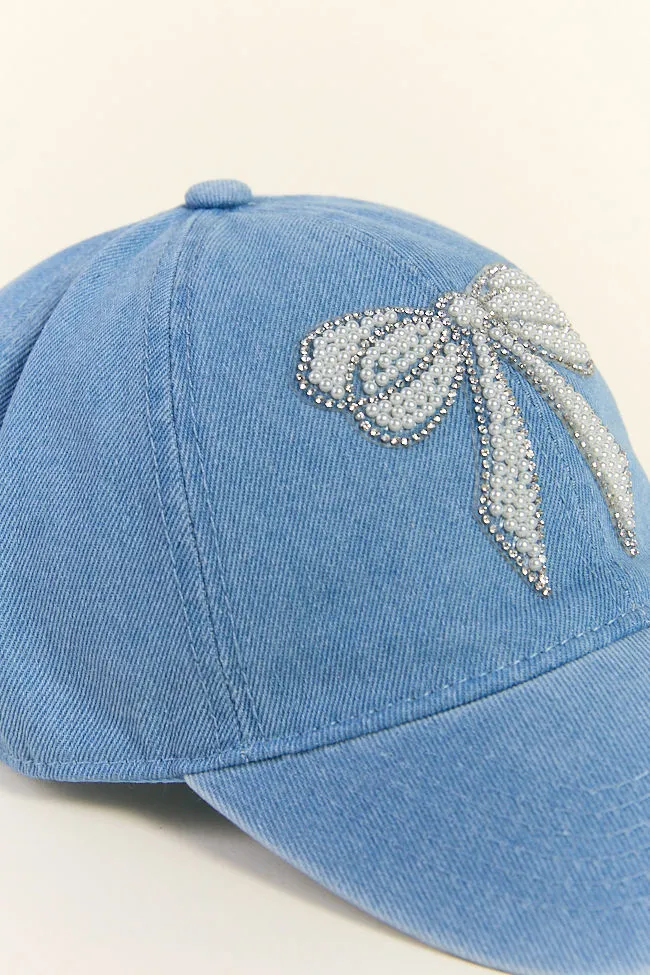 Denim Pearl Bow Hat SALE sold by Pink Lily product image thumbnail 2