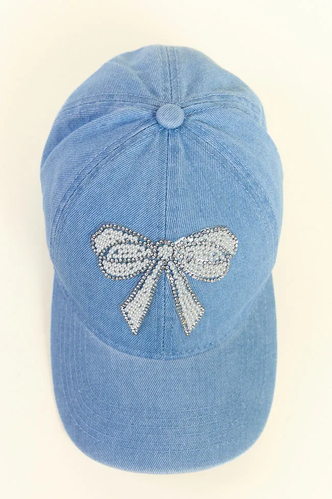 Denim Pearl Bow Hat SALE sold by Pink Lily product image thumbnail 3