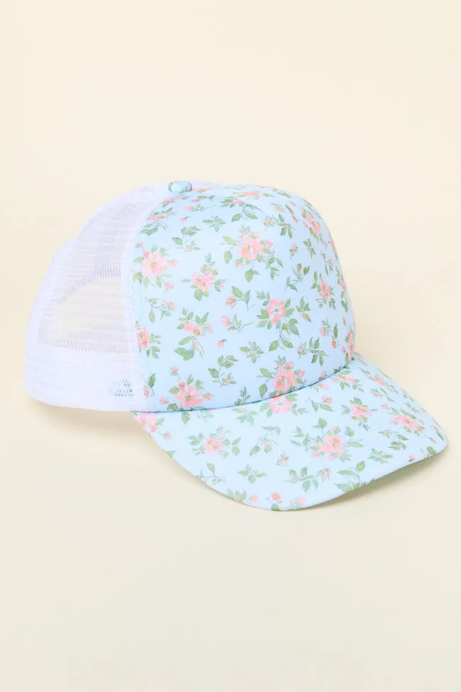 Blue Floral Trucker Hat FINAL SALE sold by Pink Lily