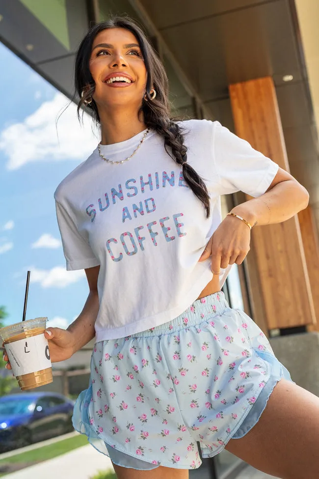 Rosy Rush Blue Print Ruffle Trim Active Shorts sold by Pink Lily product image thumbnail 2