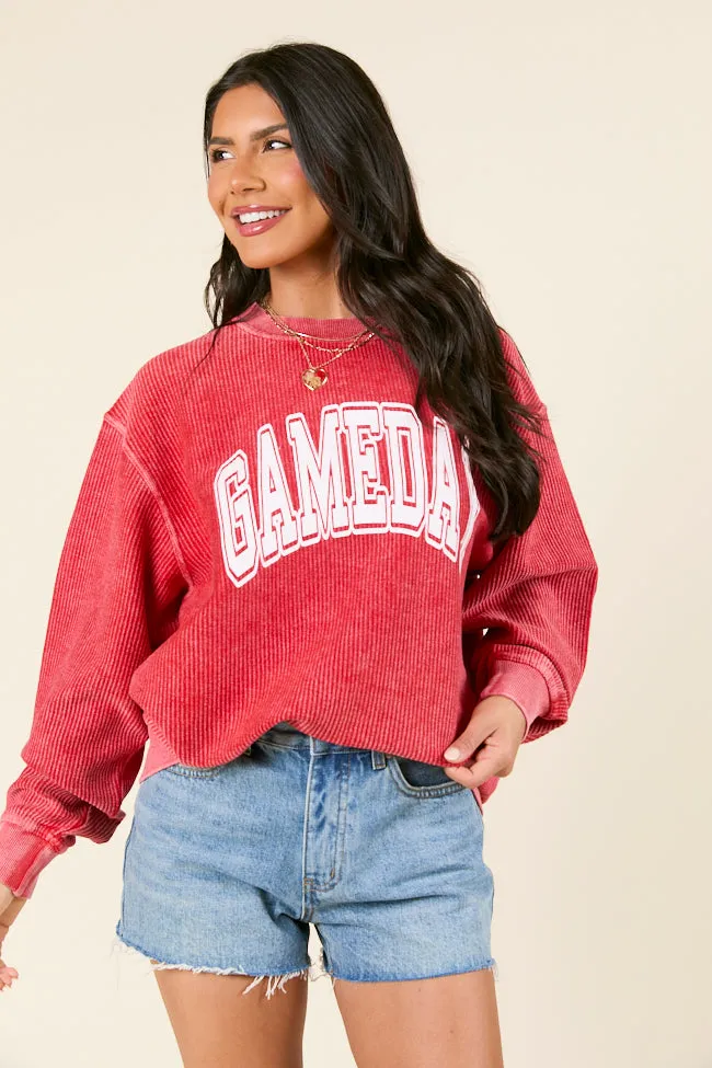 Gameday Block Red Corded Graphic Sweatshirt FINAL SALE sold by Pink Lily product image thumbnail 5
