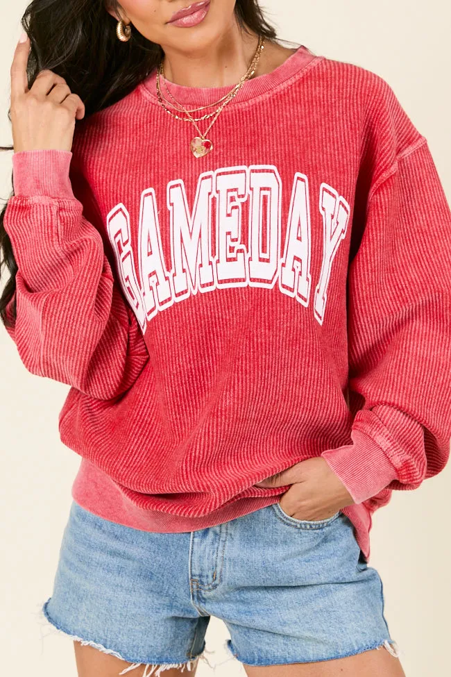 Gameday Block Red Corded Graphic Sweatshirt FINAL SALE sold by Pink Lily product image thumbnail 2