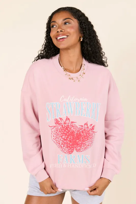 California Strawberry Farms Mauve Graphic Sweatshirt sold by Pink Lily