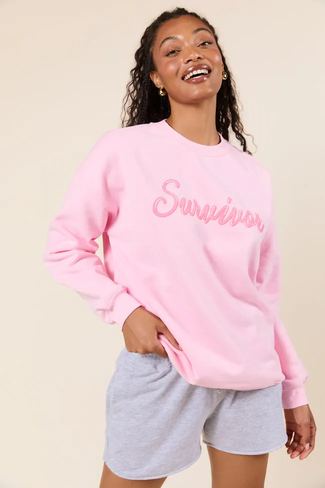 Survivor Light Pink Oversized Graphic Sweatshirt sold by Pink Lily product image thumbnail 5