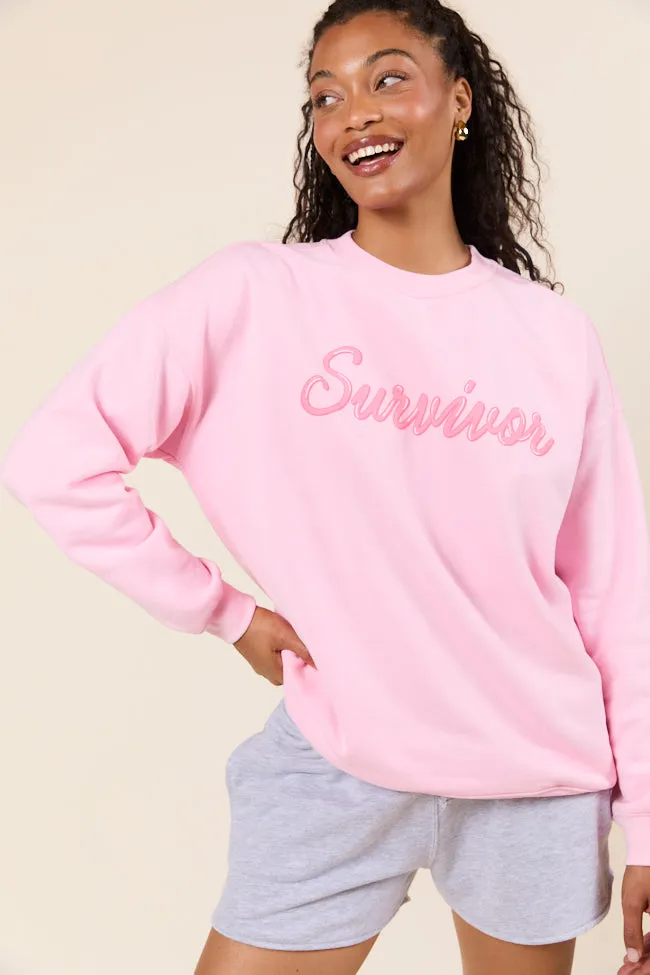 Survivor Light Pink Oversized Graphic Sweatshirt sold by Pink Lily product image thumbnail 3