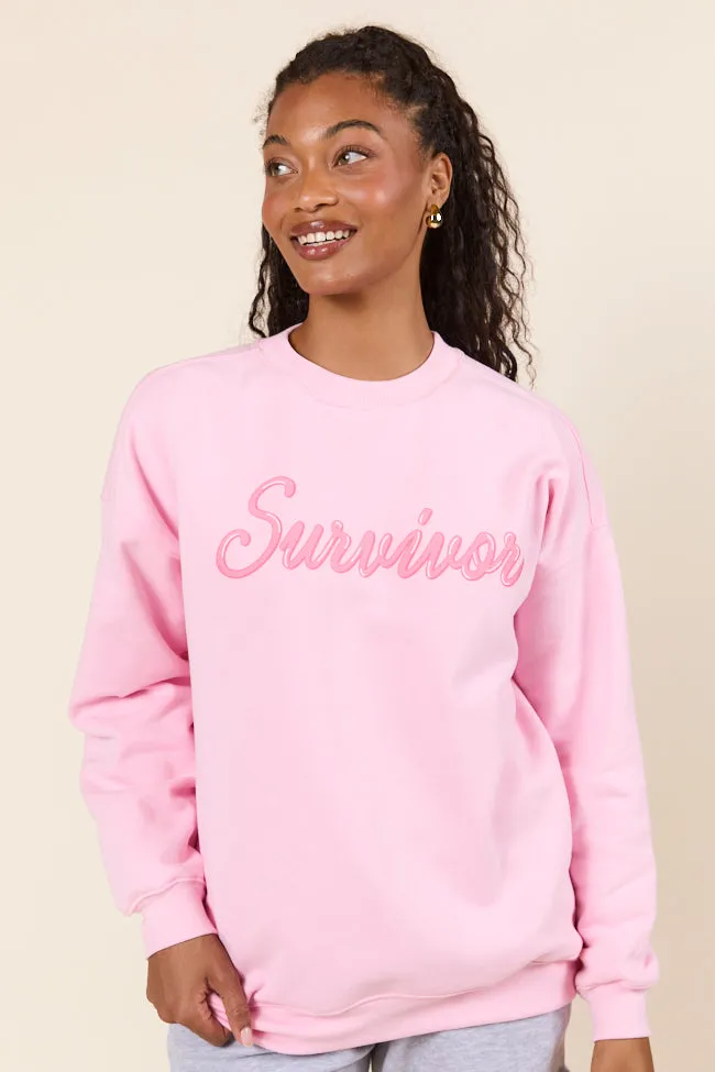 Survivor Light Pink Oversized Graphic Sweatshirt sold by Pink Lily product image thumbnail 4