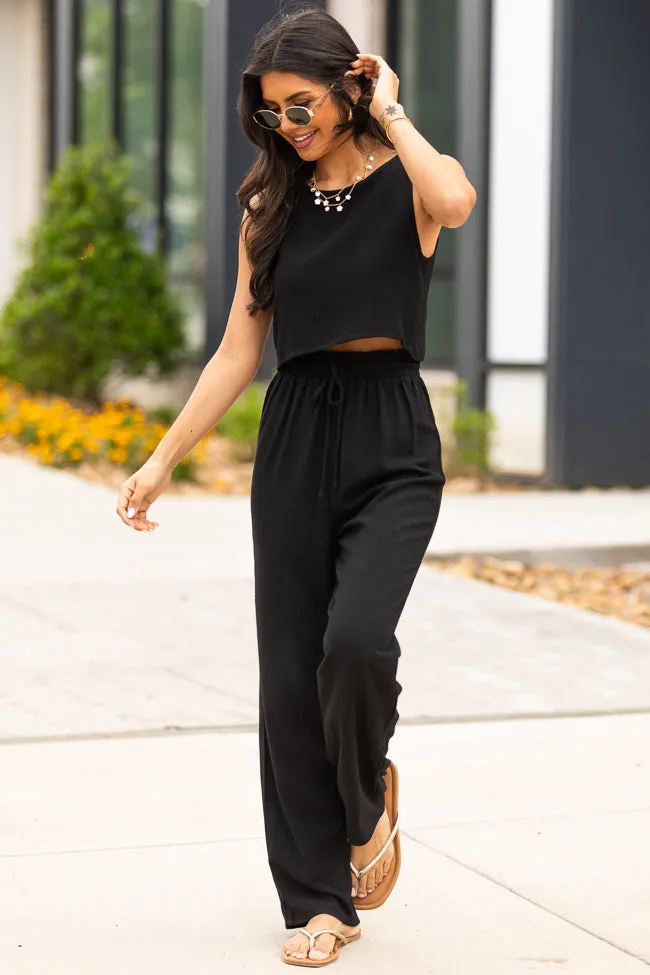 Never Giving Up Black Linen Tank and Pants Set FINAL SALE sold by Pink Lily