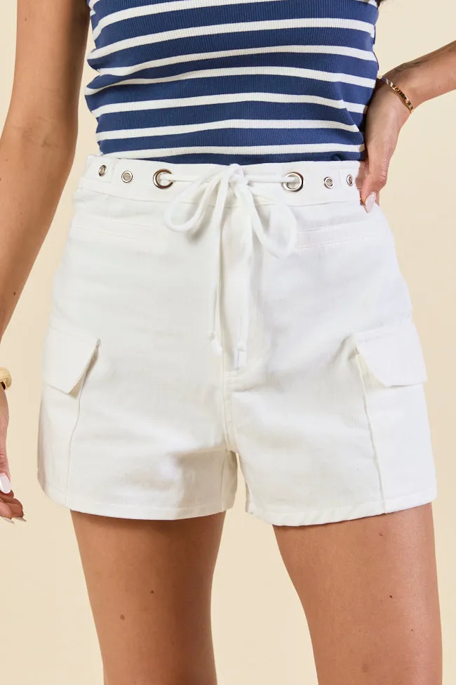 It's Your Turn Grommet Detail White Shorts FINAL SALE sold by Pink Lily