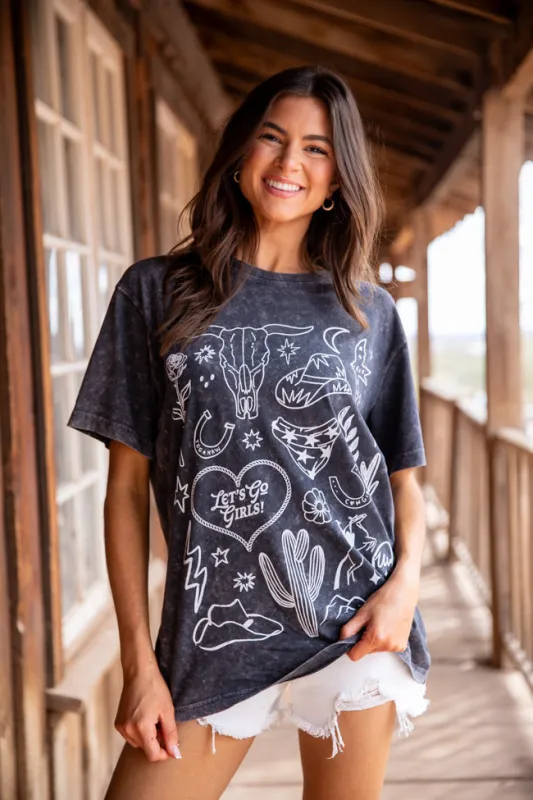 Zutter Western Black and White Graphic Tee FINAL SALE sold by Pink Lily